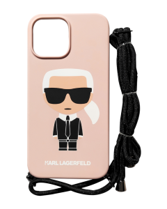 Karl Lagerfeld جراب حماية ايفون 13 برو ماكس مزود بشريط تعليق - وردي
